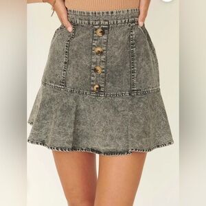 Promesa High Tide Acid-Wash Denim Mini Skirt Black sz M